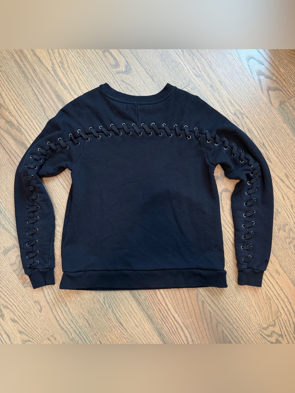 Gothic Sweater Women M Top Grommet Long Sleeve Grunge Punk Y2K Alt Shirt Black